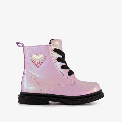 Meisjes veterboots paars met hartje