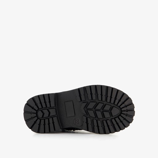 Leren meisjes veterboots zwart met hartje