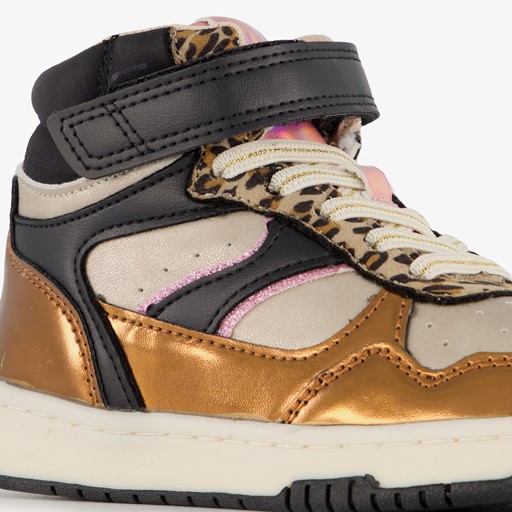 Hoge meisjes sneakers beige goud