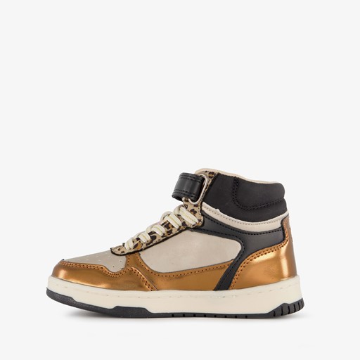 Hoge meisjes sneakers beige goud