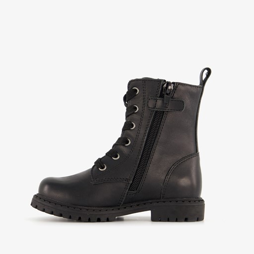 Leren meisjes veterboots zwart