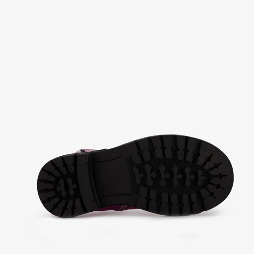 Leren meisjes veterboots paars met ster