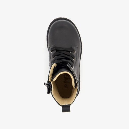 Leren meisjes veterboots zwart