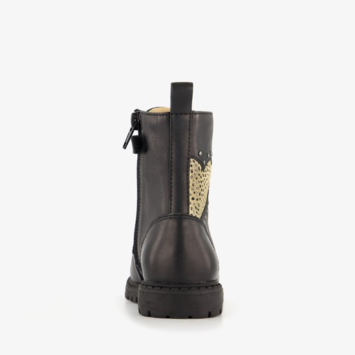 Leren meisjes veterboots zwart
