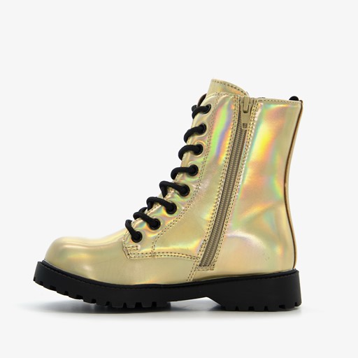 Meisjes veterboots goud zwart