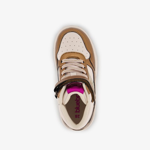 Hoge meisjes sneakers beige goud