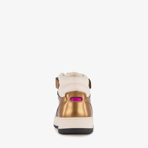 Hoge meisjes sneakers beige goud