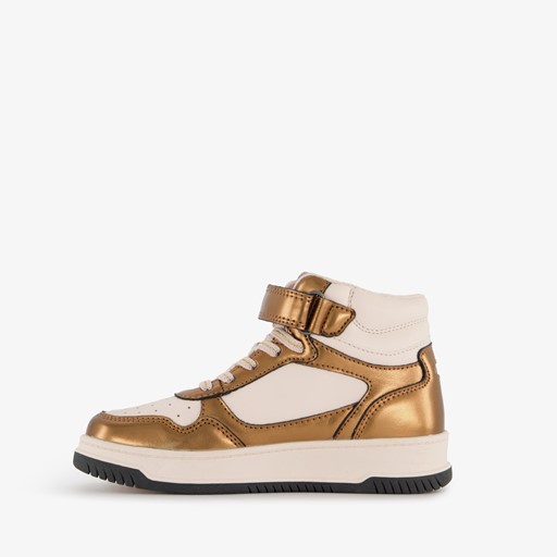 Hoge meisjes sneakers beige goud