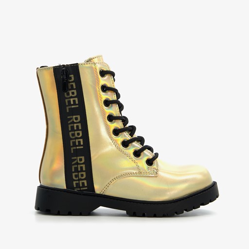 Meisjes veterboots goud zwart