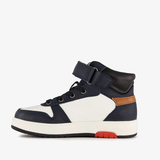 Hoge leren jongens sneakers donkerblauw