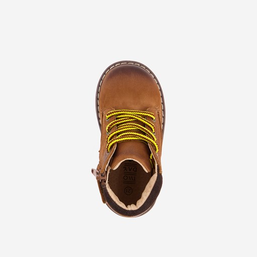 Leren jongens veterboots cognac