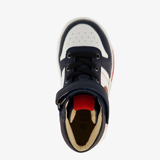 Hoge leren jongens sneakers donkerblauw