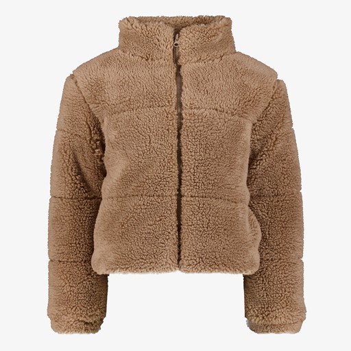 Meisjes teddy jas beige