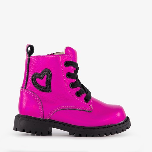 Leren meisjes veterboots roze