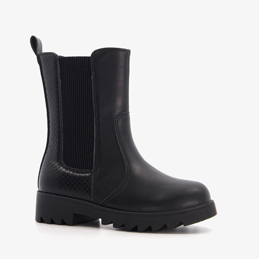 Meisjes chelsea boots zwart croco print