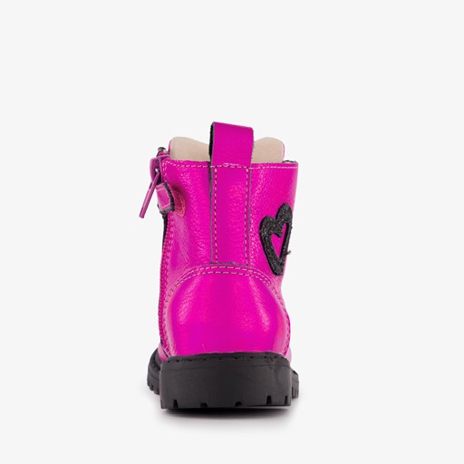 Leren meisjes veterboots roze