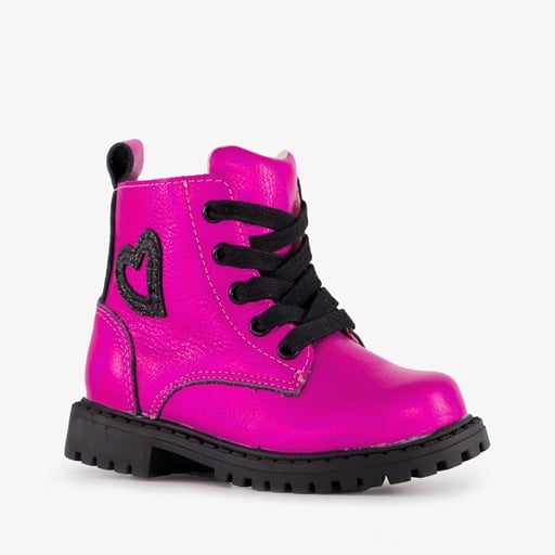 Leren meisjes veterboots roze