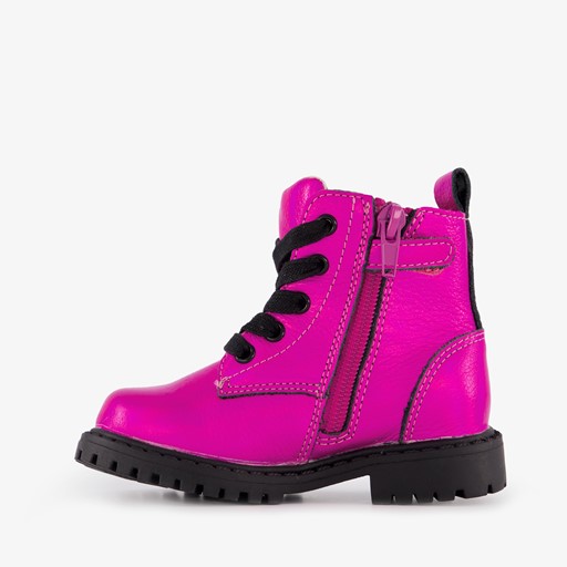 Leren meisjes veterboots roze