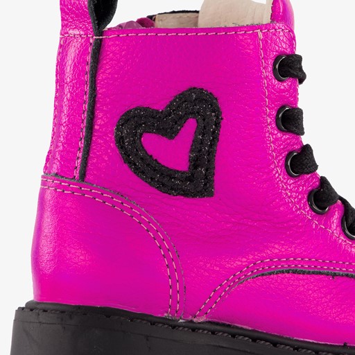 Leren meisjes veterboots roze