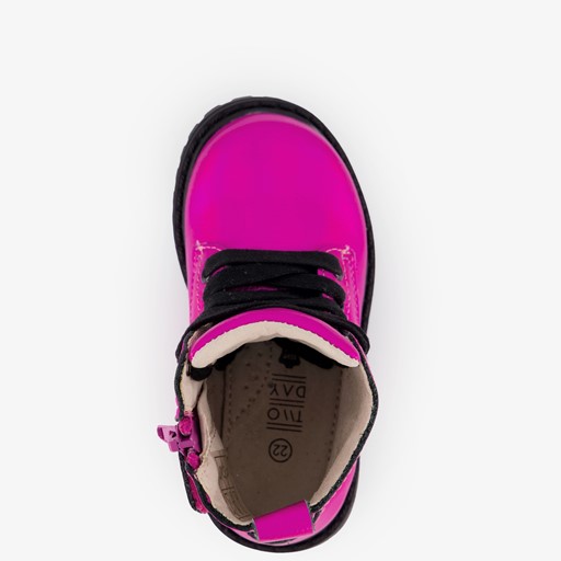 Leren meisjes veterboots roze