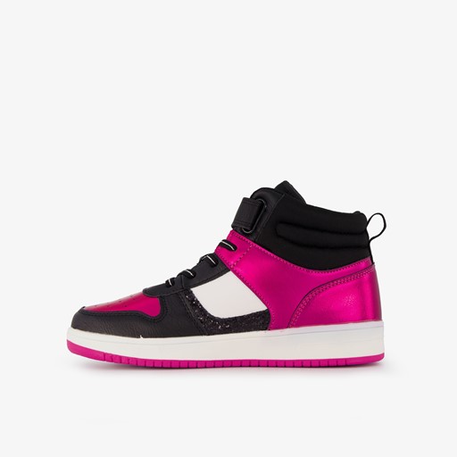 Hoge meisjes sneakers roze metallic