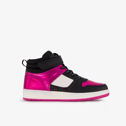 Hoge meisjes sneakers roze metallic
