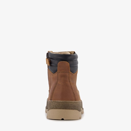 Leren jongens veterboots met gele veters