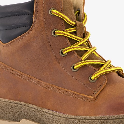 Leren jongens veterboots met gele veters