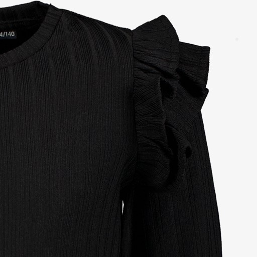 Meisjes trui zwart met ruches
