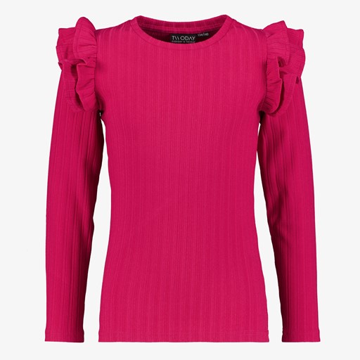 Meisjes trui roze met ruches