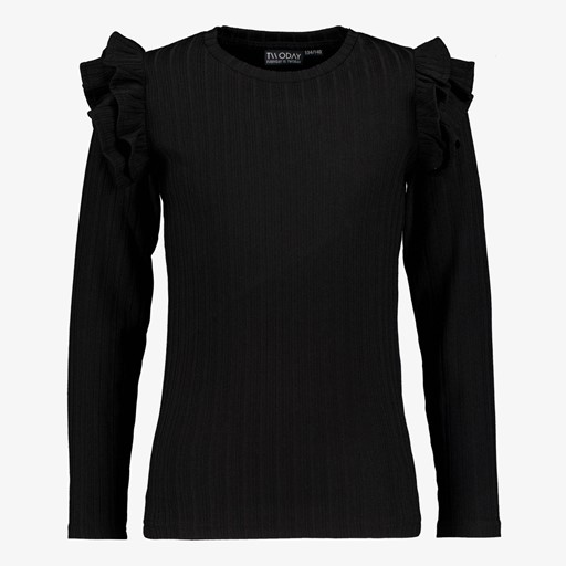 Meisjes trui zwart met ruches