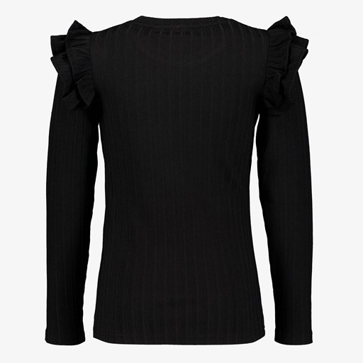 Meisjes trui zwart met ruches