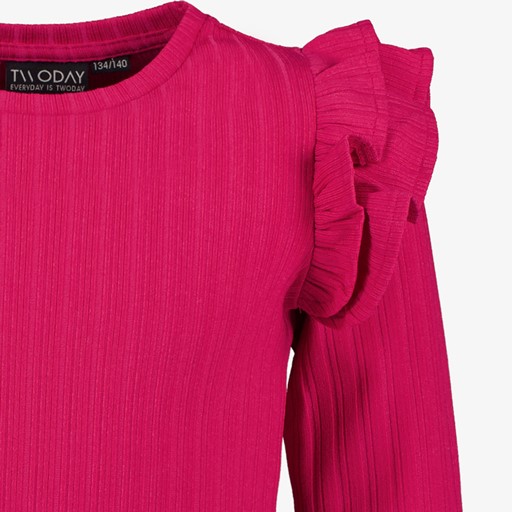Meisjes trui roze met ruches