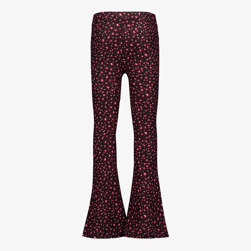 Flared meisjes broek met roze bloemen