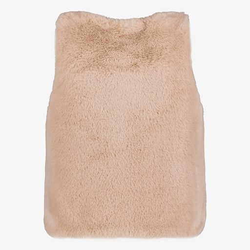 Meisjes gilet van imitatiebont bruin