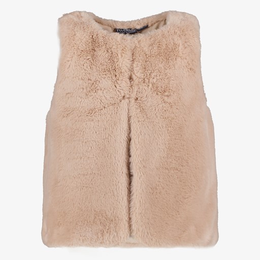 Meisjes gilet van imitatiebont bruin