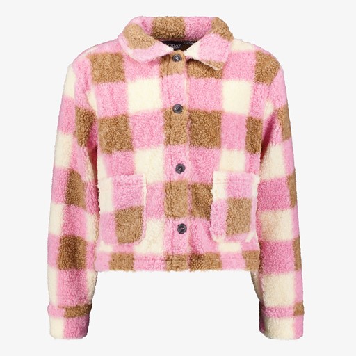 Geruite meisjes teddy shacket