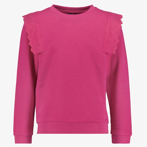 Meisjes sweater roze met ruches