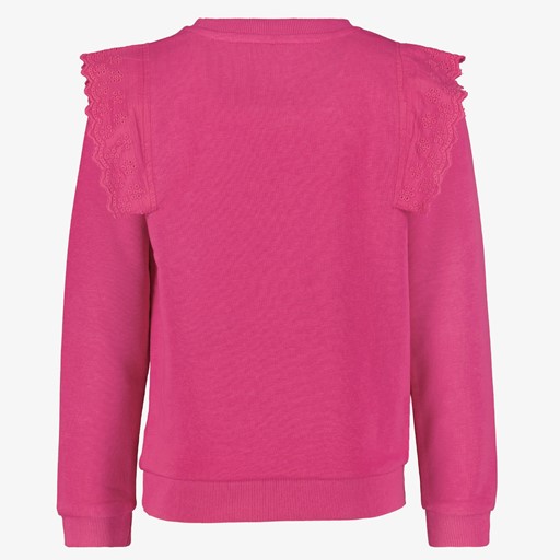 Meisjes sweater roze met ruches