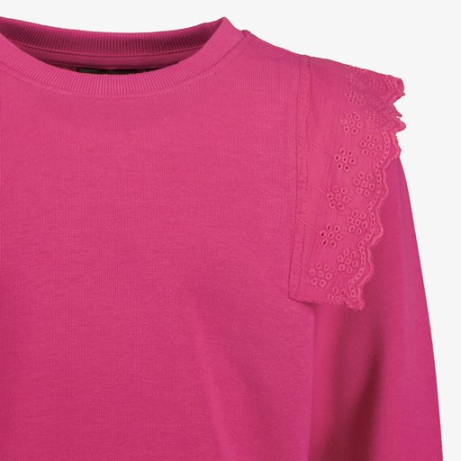 Meisjes sweater roze met ruches