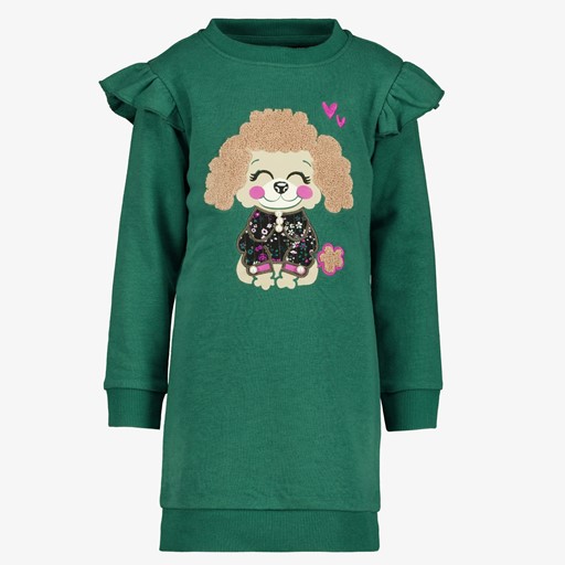 Meisjes jurk met ruches groen