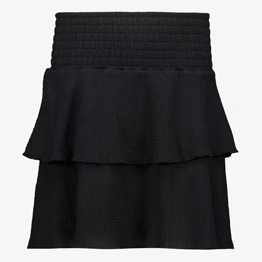 Meisjes rok met ruches zwart