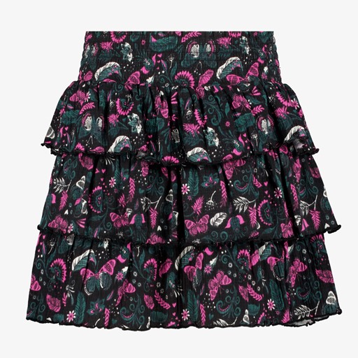 Meisjes rok met ruches en print