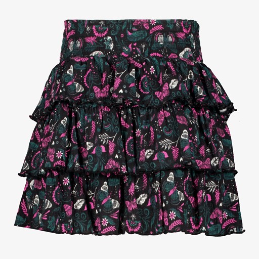 Meisjes rok met ruches en print