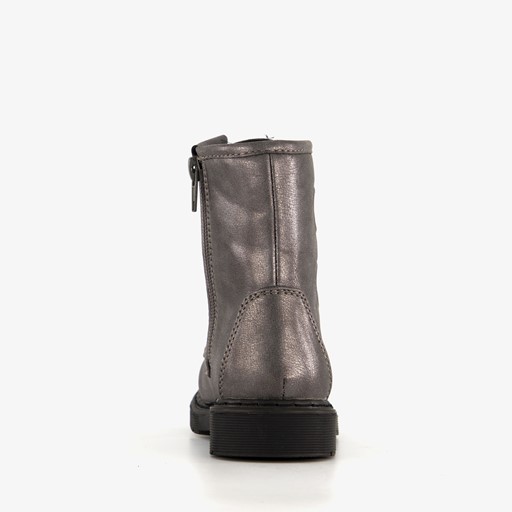Meisjes veterboots met hartjes zilver