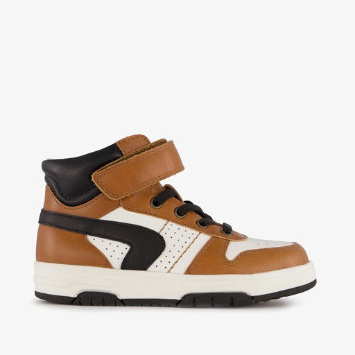 Hoge leren jongens sneakers cognac