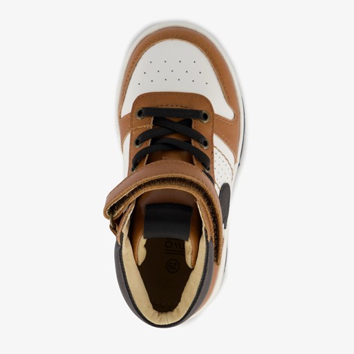 Hoge leren jongens sneakers cognac