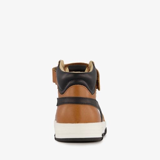 Hoge leren jongens sneakers cognac