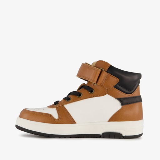Hoge leren jongens sneakers cognac