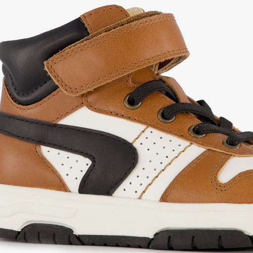 Hoge leren jongens sneakers cognac